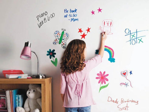 Magnetic Whiteboard Paper 79" x 18", Adhesive Dry Erase Sticker with 79 Magnetic Letters and 12 Colors of Liquid Chalk