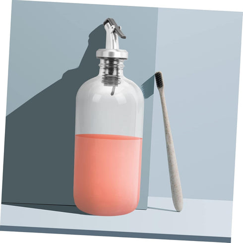Set Mouthwash Dispenser with Reusable Glass Cups Bottles and Funnel Eco-friendly Bathroom Supplies for All Ages