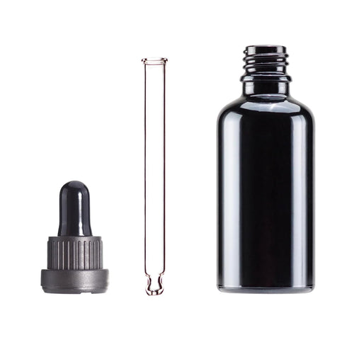 YIZHAO Black Glass Dropper Bottle 2oz, Tincture Bottles with Glass Dropper for Essential Oils, 12 Pcs