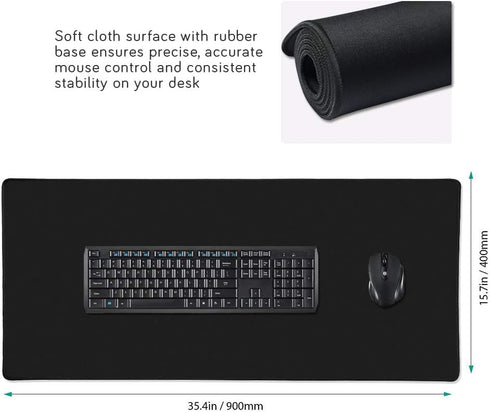 Cmhoo (35.4x15.7x0.12IN, 90x40 XXL Professional Large Mouse Pad & Computer Game Mouse Mat Black)