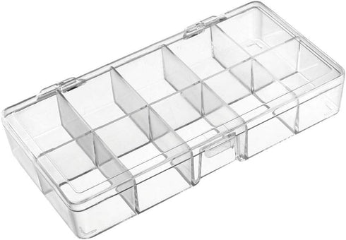 uxcell Component Storage Box, Plastic Fixed 10 Grids, Clear White, 176x88x30mm