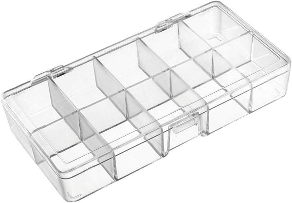 uxcell Component Storage Box, Plastic Fixed 10 Grids, Clear White, 176x88x30mm