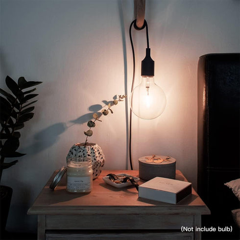 Zevnico 15 E26 E27 Bulb FT Hanging Light Socket with Cord, Black Extension Cord with ON Off Switch Plug, Light Socket