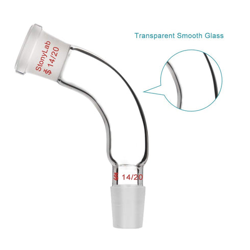 StonyLab Glass Distillation Adapter – 105 Degree Bent with 14/20 Outer and Inner Joint