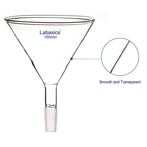 Glass Funnel Short Stem Powder Filter with 150 mm Top Outer Dimension and 24/40 Inner Joint