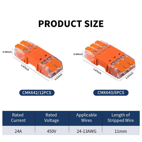 JINHconnect 18pcs 2/3 24-13 Lever Wire Connectors, Ports Electrical Splicing Compact Nuts Connectors Kit for Wiring