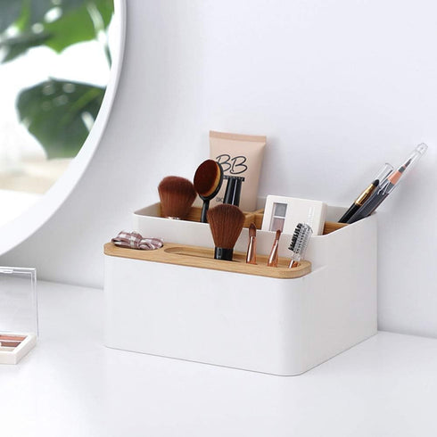 Poeland Desktop Storage Box, Pencil Pen Holder for Office Supplies, Makeup Brushes Organizer