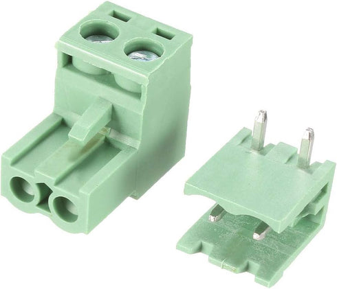 uxcell 20 Pcs 5.08mm 2P Right Angle Pluggable Screw Terminal Block, 300V, 10A