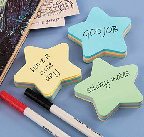 Sticky Notes, 2.75 in x 2.75 in, 600 Sheets Sticky Memo Star Shaped, Self Stick Cute Mixed 4 Color for Office/Home