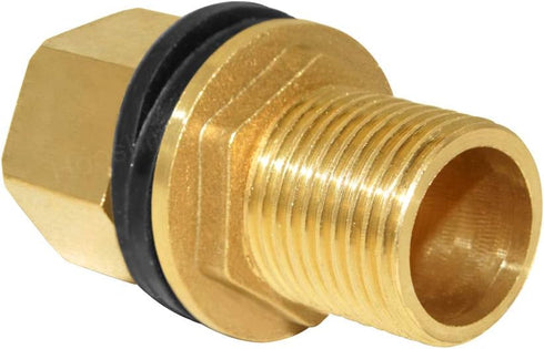 Hooshing 1/2“ Male x 1/2" Female Thread Brass Bulkhead Fitting Water Tank Connector for Pools, Tubs, Aquariums