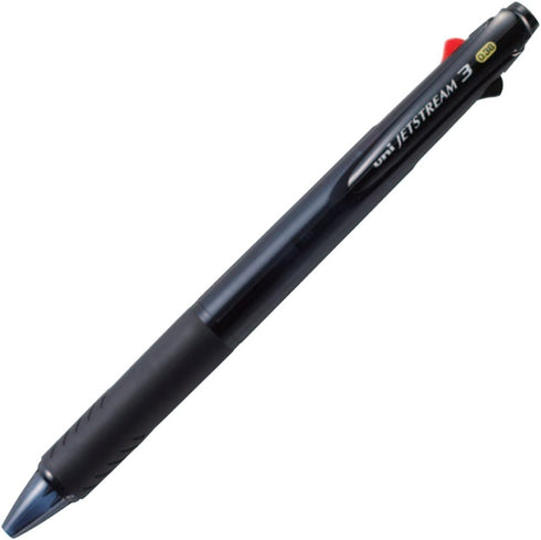 Uni Ballpoint Pen Jetstream 0.38mm, 3 Color Black, Red, Blue Ink, Transparent Black (SXE340038T.24)