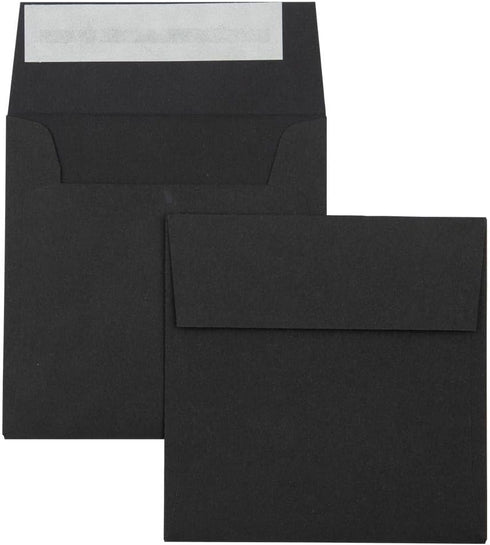 LUXPaper Square Invitation Envelopes, Midnight Black - Peel & Press, 3 1/4" x 3 1/4", 50 Qty, 80lb. Text