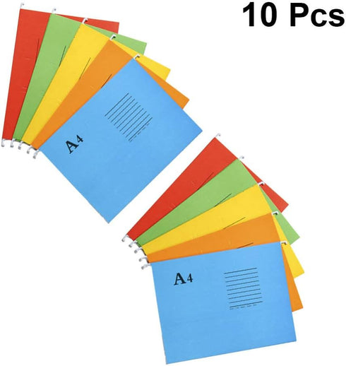 SUPVOX 10pcs Colorful A4 Hanging File Folders, Mixed Color Suspension File Holders for Organizing Documents