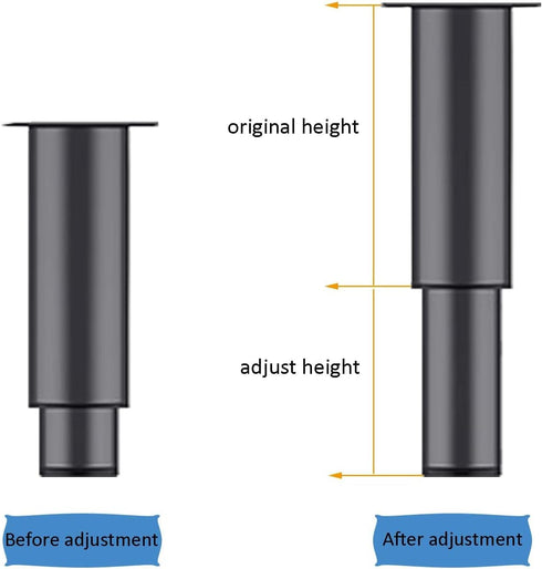 TXGJWRA 4 Screws,Black-18cm,Black-18cm(7.1in) pcs Furniture Legs,Support Feet,Height Adjustable,Replacement Sofa,TV