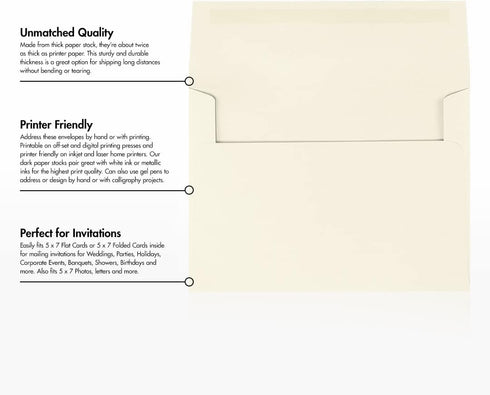 LUXPaper A7 Invitation Envelopes | Natural | 5 1/4" x 7 1/4" | 70lb. Text | 50 Qty