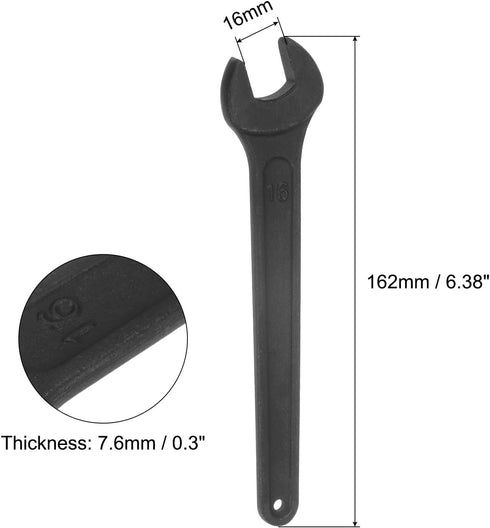 uxcell 16mm Single Open End Spanner, High Tensile Steel Single Open Wrench Hand Tool for Mechanical Automotive Repair, Black by uxcell