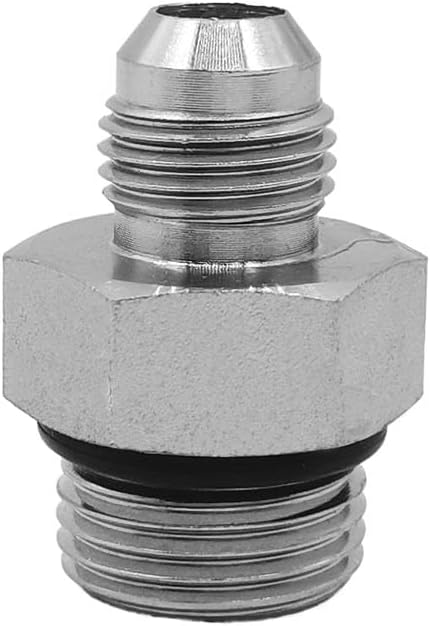 (2-PACK) 6400-06-08-O Hydraulic Hose Adapter Fitting 3/8" Male JIC 37° Flare × 1/2" Male O-Ring Boss Carbon Steel