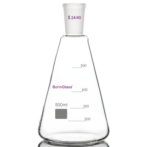 24/40 Glass Erlenmeyer Flask, 500ml Borosilicate Glass Graduated Laboratory Flask with 24/40 Standard Taper Joint