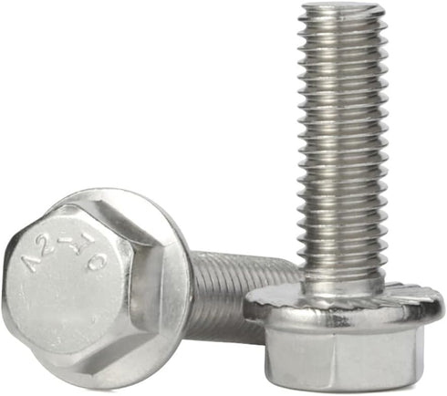 M6 x 40mm Flanged Hex Head Bolts - Flange Hexagon Screws, 304 Stainless Steel 18-8, 25 PCS