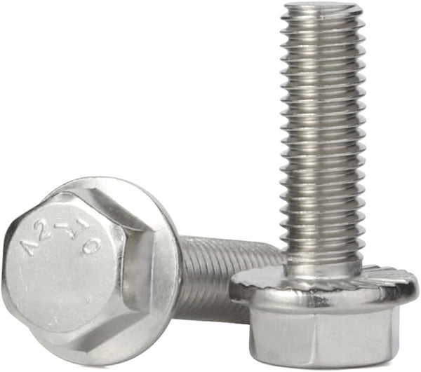 M5-0.8 x 12mm Flanged Hex Head Bolts, Stainless Steel 18-8 (304), 40 PCS