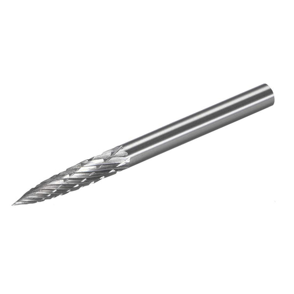 uxcell Tungsten Carbide Rotary Files 1/8" Shank, Double Cut Tree Shape Burrs Tool, 3mm Dia
