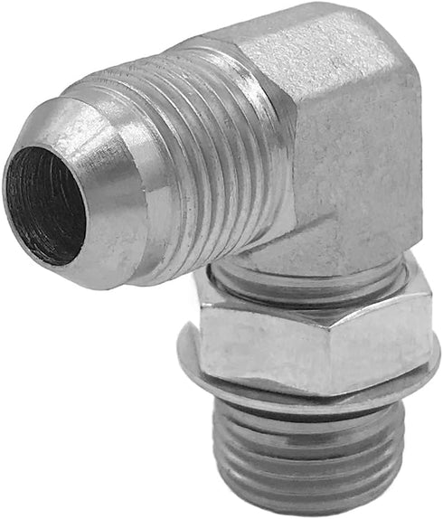 (2-PACK) 6801-04-04-NWO Hydraulic Hose Adapter Fitting 1/4" Male JIC 37° Flare × 1/4" Male Adjustable Nut O-Ring Boss
