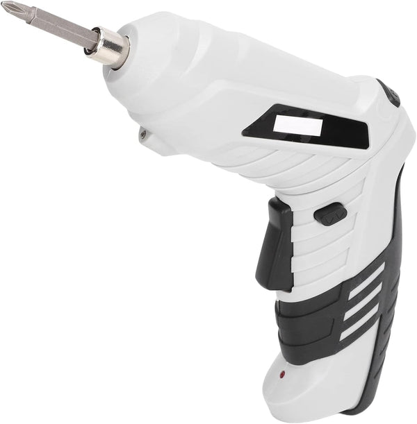 Electric Screwdriver Set - Cordless Handheld Power Screwdriver with 2Pcs Bits, USB Rechargeable Drill Kit, White