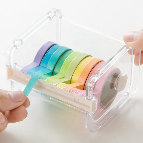 Transparent Washi Packaging Tape Dispenser, Multi Tape Holder Organizer, DIY Sticker Roll Tape Cutter