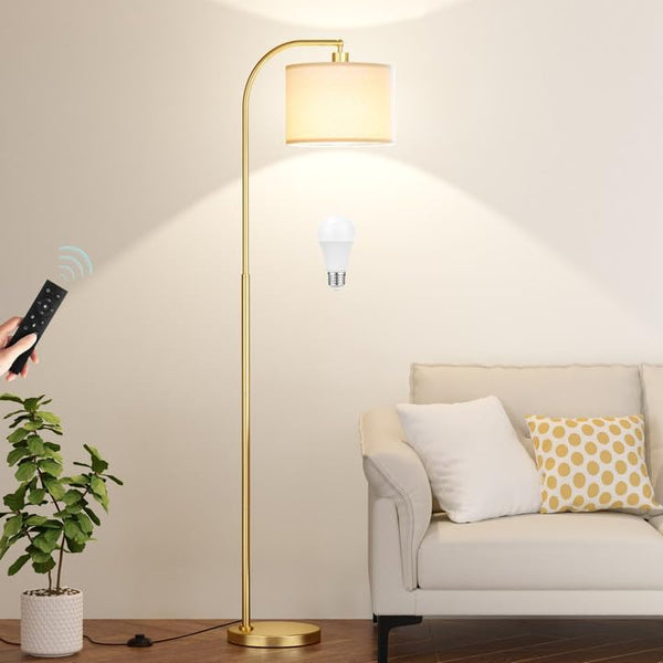 Ambimall Arc Floor Lamp with Remote and Stepless Dimmable Bulb, Colors Temperature