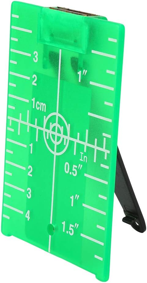 Laser Level Target Plate, Double Scale Cross Line Laser Level Meter with Foldable Magnetic Floor Target Card (Green)