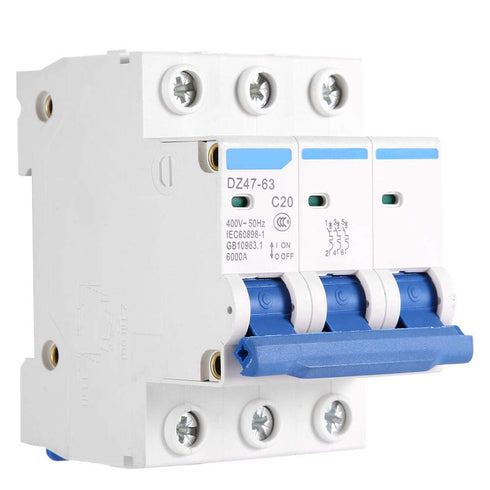 YWBL-WH 3 Pole Miniature Circuit Breaker Safety Breaker DZ47-63 AC 400V 6/10/16/20A (20A)