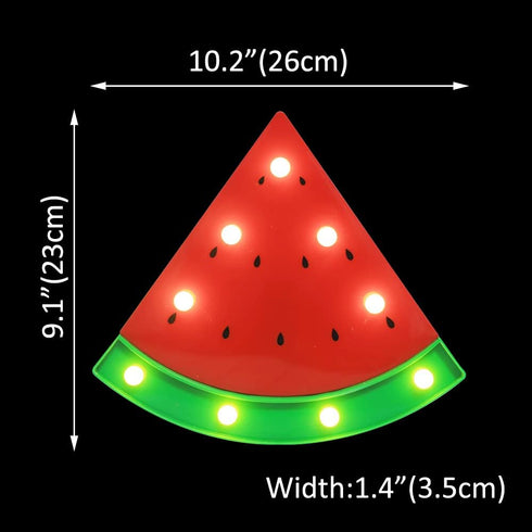 2Pcs LED Marquee Signs Watermelon Night Lights, Battery Operated Watermelon Shaped Desk Table Lamp for Christmas Kids