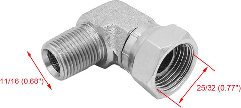 (2-PACK) 1501-06-08 Hydraulic Hose Adapter Fitting 3/8" Male (3/8"-18NPTF) × 1/2" Female (1/2"-14NPSM) Swivel 90° Elbow SAE Pipe Joints Tube Connector Carbon Steel by BEITERSTOE