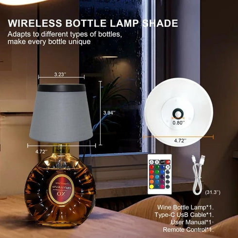 Dimmable(RGB 1pc) Wireless Bottle Lamp,Small Bedside Table Lamp,RGB LED Bottle Light with Remote Blue Gray