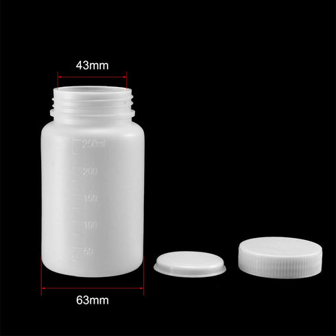 uxcell 5 Pcs 250ml/8.5oz Plastic Lab Chemical Reagent Bottle, Wide Mouth Liquid Storage Containers