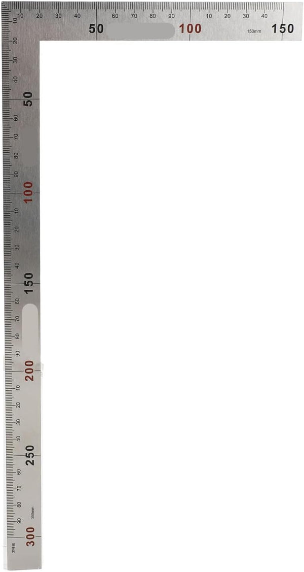 90 Degree Right Angle Finder, Stainless Steel Ruler, Easy Read Measurement Layout Template Tool (300mm x 150mm)