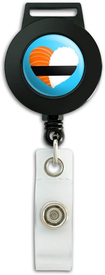 Japanese Salmon Sushi and Rice Heart Lanyard Retractable Reel Badge ID Card