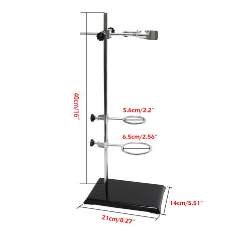 Chemistry Laboratory Stand Set with Support Stand, 2 Retort Rings, Rod and Flask Clamp