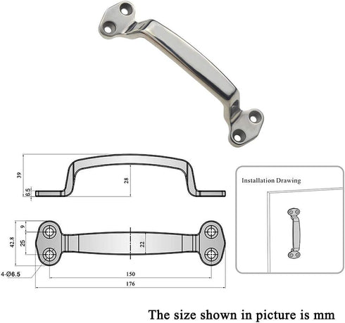 Heavy Duty Marine Grade Handle Stainless Steel Lift Grab Pull Handle, 7 Inch