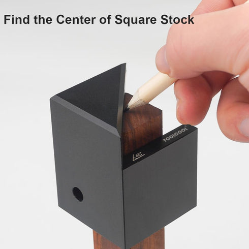 TOOLCOOL Center Finder Tool, Woodworking Centering Tool with 45 Degree Angle Marker, Aluminum Alloy Black