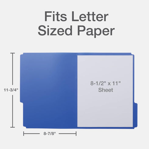 Oxford Poly File Folders, 24 Pack Plastic File Folders with 1/3 Cut Tabs for Letter Size Papers, Blue, Red, Orange,