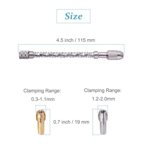 Manual Hand Drill Pin Vise + 20pcs Mini Drill Bit Set + 2pcs Drill Bit Chuck, Spiral Hand Push Drill Chuck Twist Bit Micro Tool for Jewelry Making, DIY, Wood, Jewelry, Resin, Plastic (0.3-2mm)