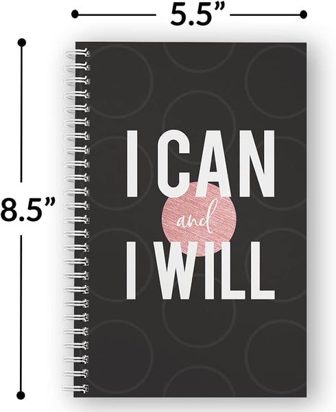 Motivational Softcover Spiral Notebook/Journal, 5.5" x 8.5", 120 Checklist Pages, Durable Gloss Cover, White Wire-o,