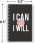 Motivational Softcover Spiral Notebook/Journal, 5.5" x 8.5", 120 Checklist Pages, Durable Gloss Cover, White Wire-o,