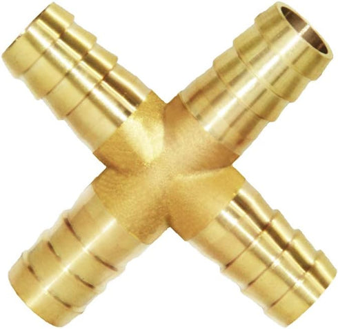 Joywayus 1/4"(6mm) Hose Barb 4 Way Union Fitting Pipe Cross for Water/Fuel/Air