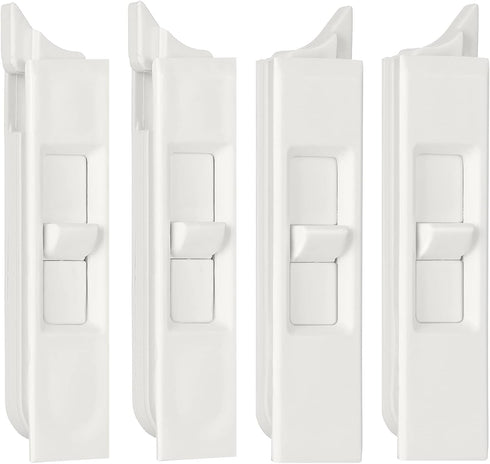 Tilt Latch Pairs, White Plastic Snap-In Latch for Sliding Window Accessories, Spring Loaded (4)