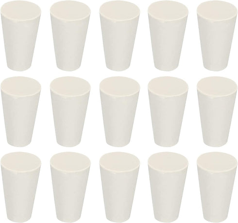 MECCANIXITY 24 Pieces Rubber Tapered Plug 8mm to 13mm Solid Test Tubes Bungs Stopper White for Lab Home