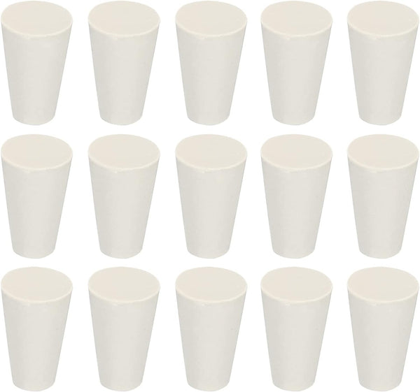MECCANIXITY 24 Pieces Rubber Tapered Plug 8mm to 13mm Solid Test Tubes Bungs Stopper White for Lab Home