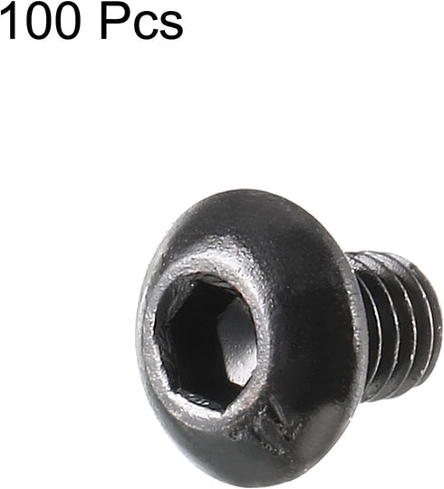 uxcell M3x4mm Thread Button Head Hex Socket Cap Screw Bolt - 100pcs