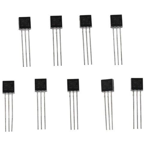 DS18B20 10pcs Black Durable 18B20 TO-92 3 Pins Wire Integrated Circuit Temperature IC Sensor Industrial